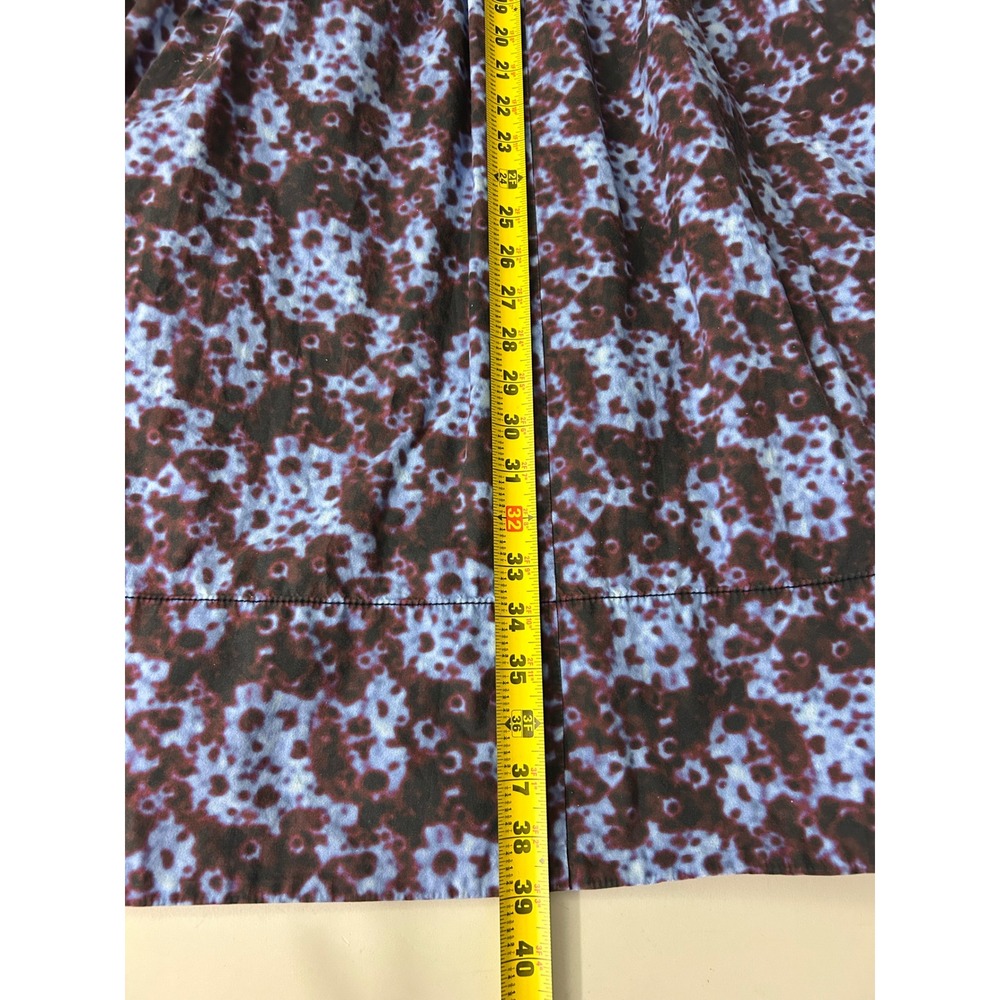 Proenza Schouler White Label Blue Burgundy Smocked Cotton Midi Dress Size 12 - Picture 11 of 11